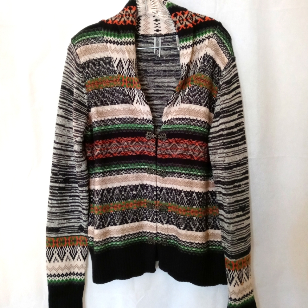 BKE Sweater L The Buckle Spaceknit Trendy Retro Boho Hippie Knit Cardigan Large